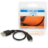 Cablu USB 2.0 A mama - micro USB B tata 0.2m negru, Valueline